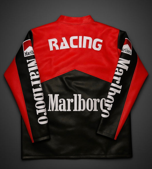 Marlboro Embroidery Leather Racing Jacket