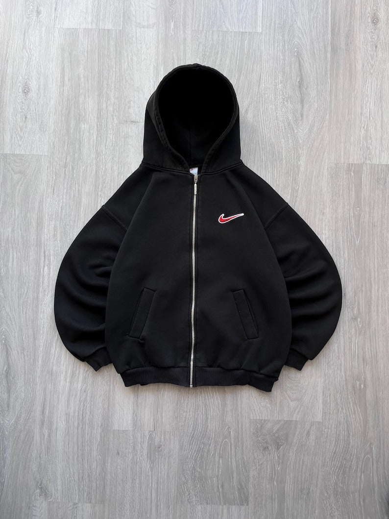 Printed Vintage Hoodie - Black