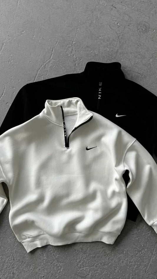 Printed Vintage Zip Up Collar Sweatshirt