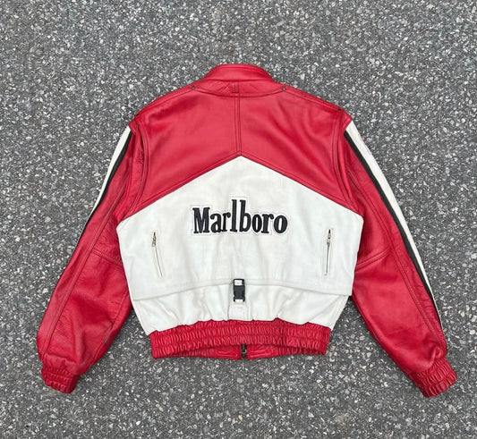Marlboro Embroidery Leather Racing Jacket