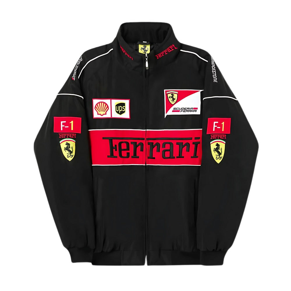 Black Printed Ferrari Racing Jacket