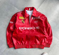 Embroidery Leather Porsche Racing Jacket