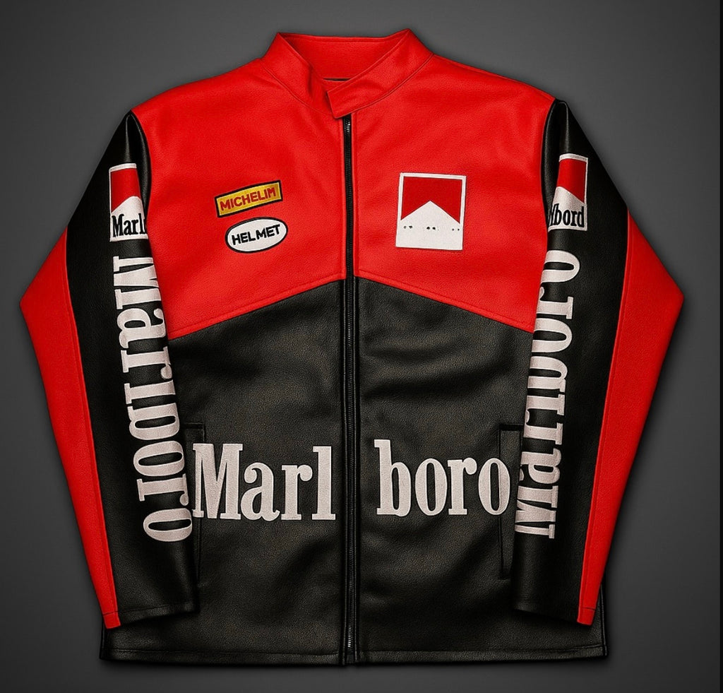 Marlboro Embroidery Leather Racing Jacket