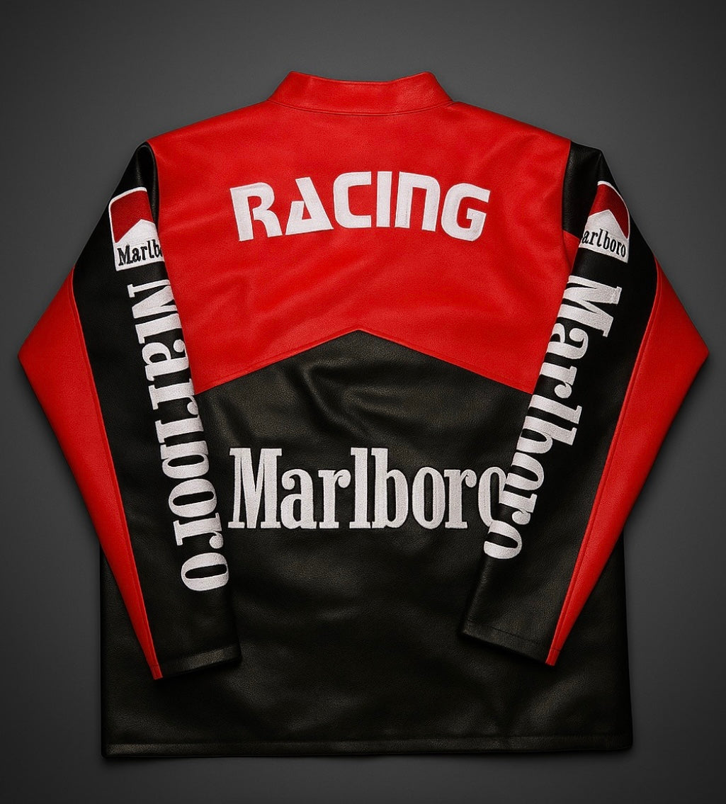 Marlboro Embroidery Leather Racing Jacket