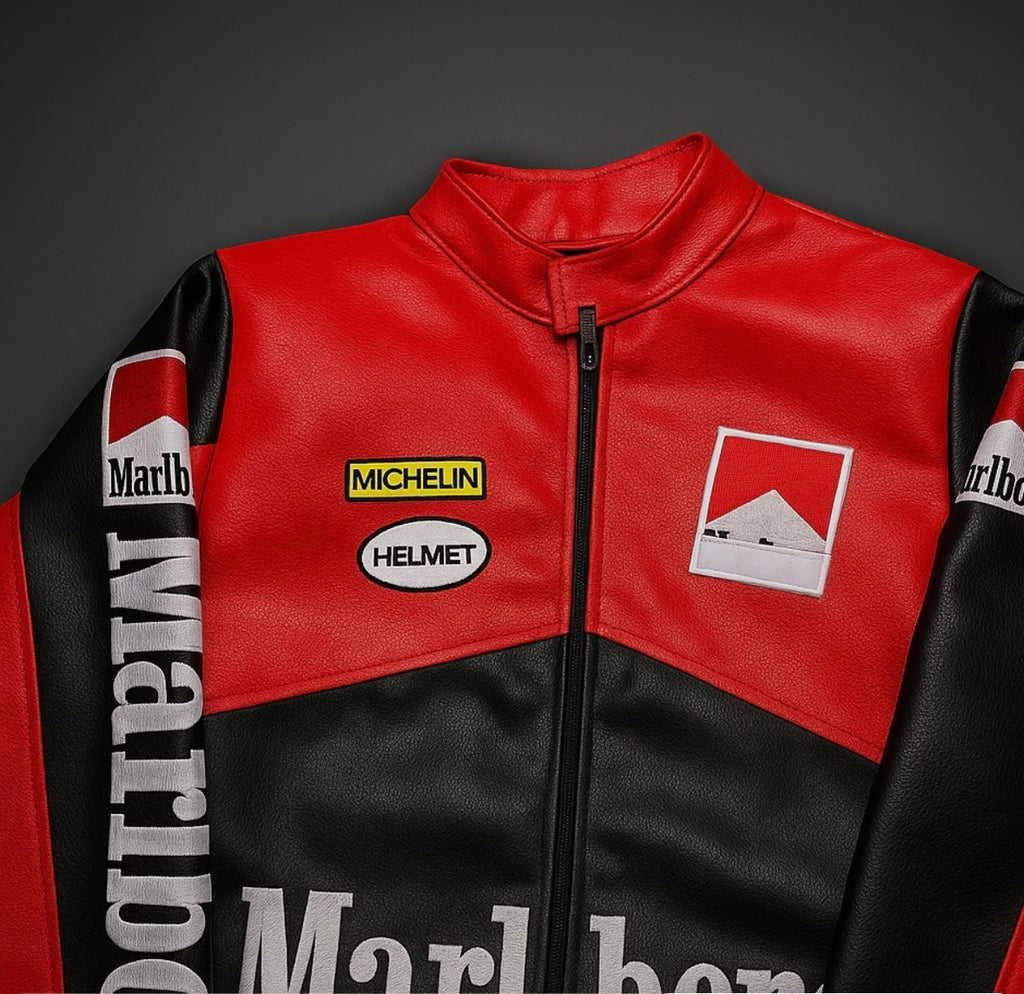 Marlboro Embroidery Leather Racing Jacket