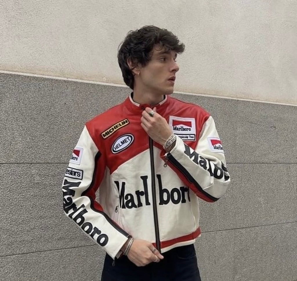 Embroidery Marlboro Jacket - White