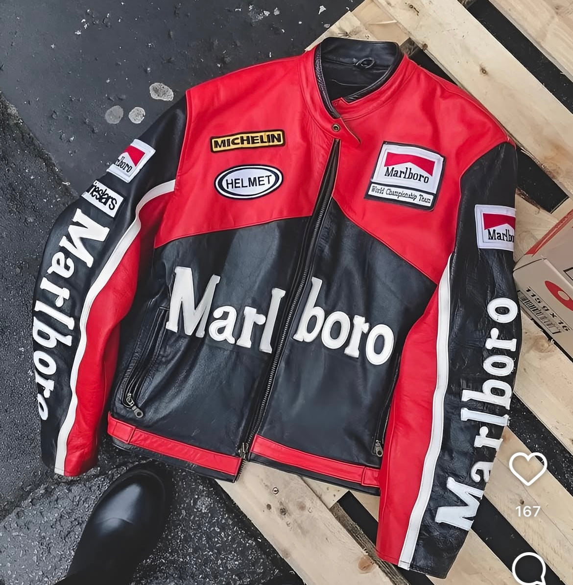 Embroidery Marlboro Jacket - Black