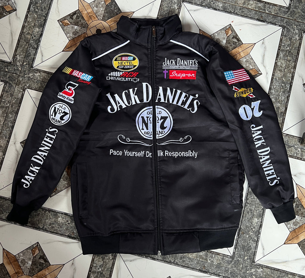 jack daniels f1 jacket, jack daniels racing jacket, jack daniels embroidered jacket, jack daniels moto jacket, black jack daniels jacket, f1 racing jacket india, paper castle jacket, streetwear jacket, oversized streetwear jacket, premium streetwear india, trendy jackets for men, unisex bomber jacket, heavy embroidery jacket, premium quality jacket, biker style jacket, motorsport jacket, formula 1 jacket, racing team jacket, motorsports apparel, f1 fan merchandise, best jackets for men india, affordable 
