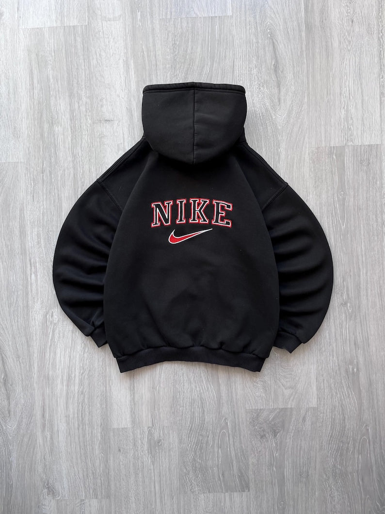 Printed Vintage Hoodie - Black