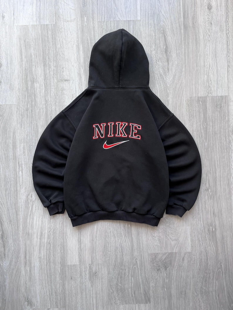 Printed Vintage Hoodie - Black