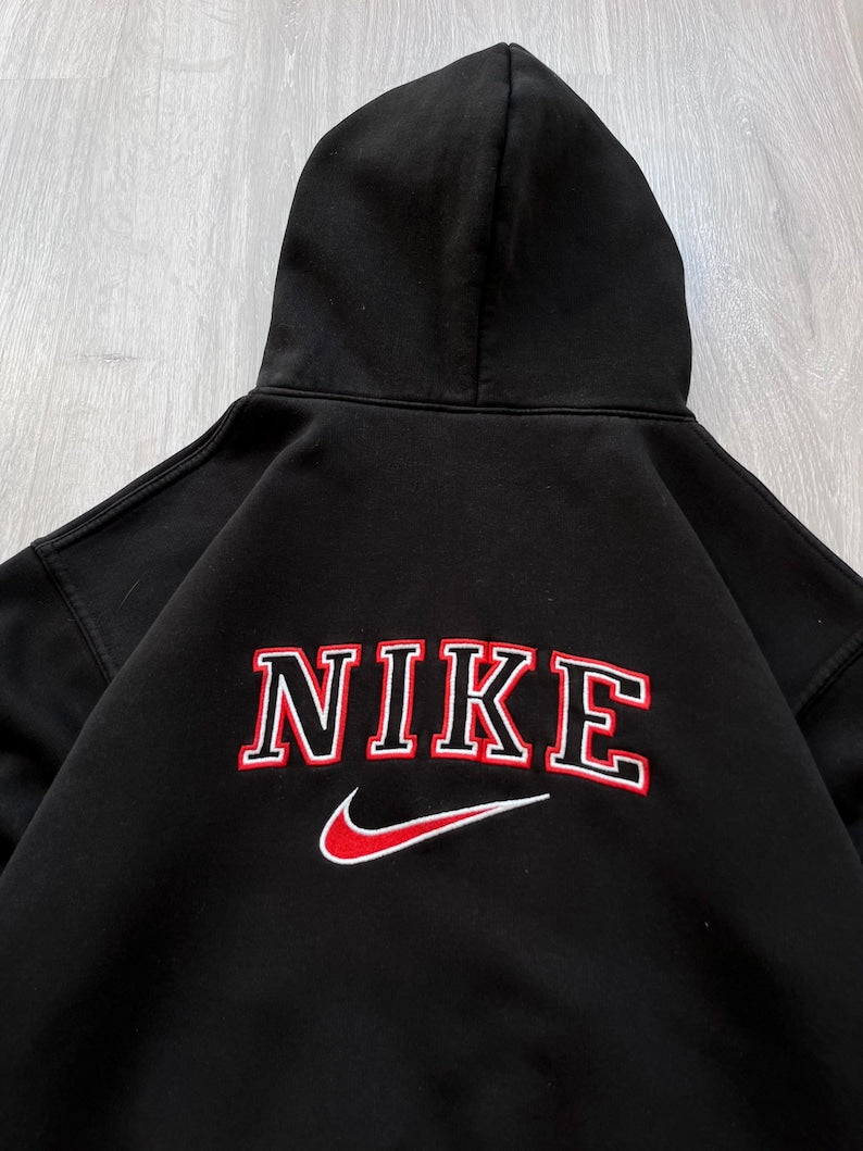 Printed Vintage Hoodie - Black