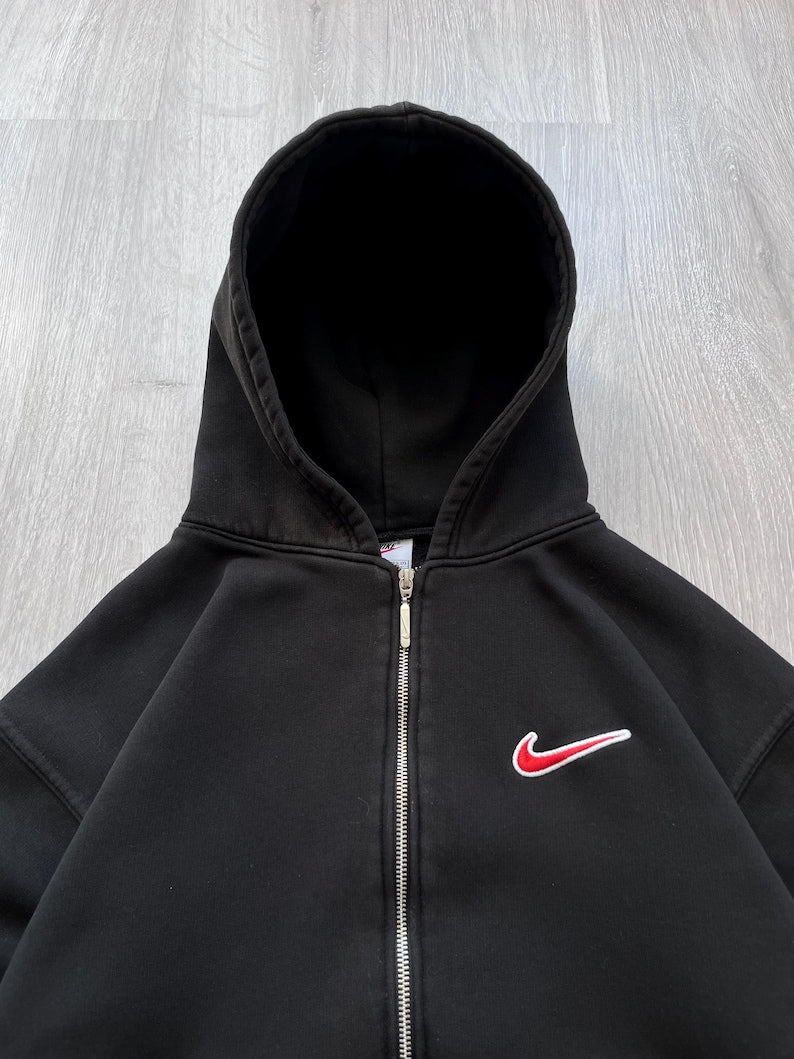 Printed Vintage Hoodie - Black