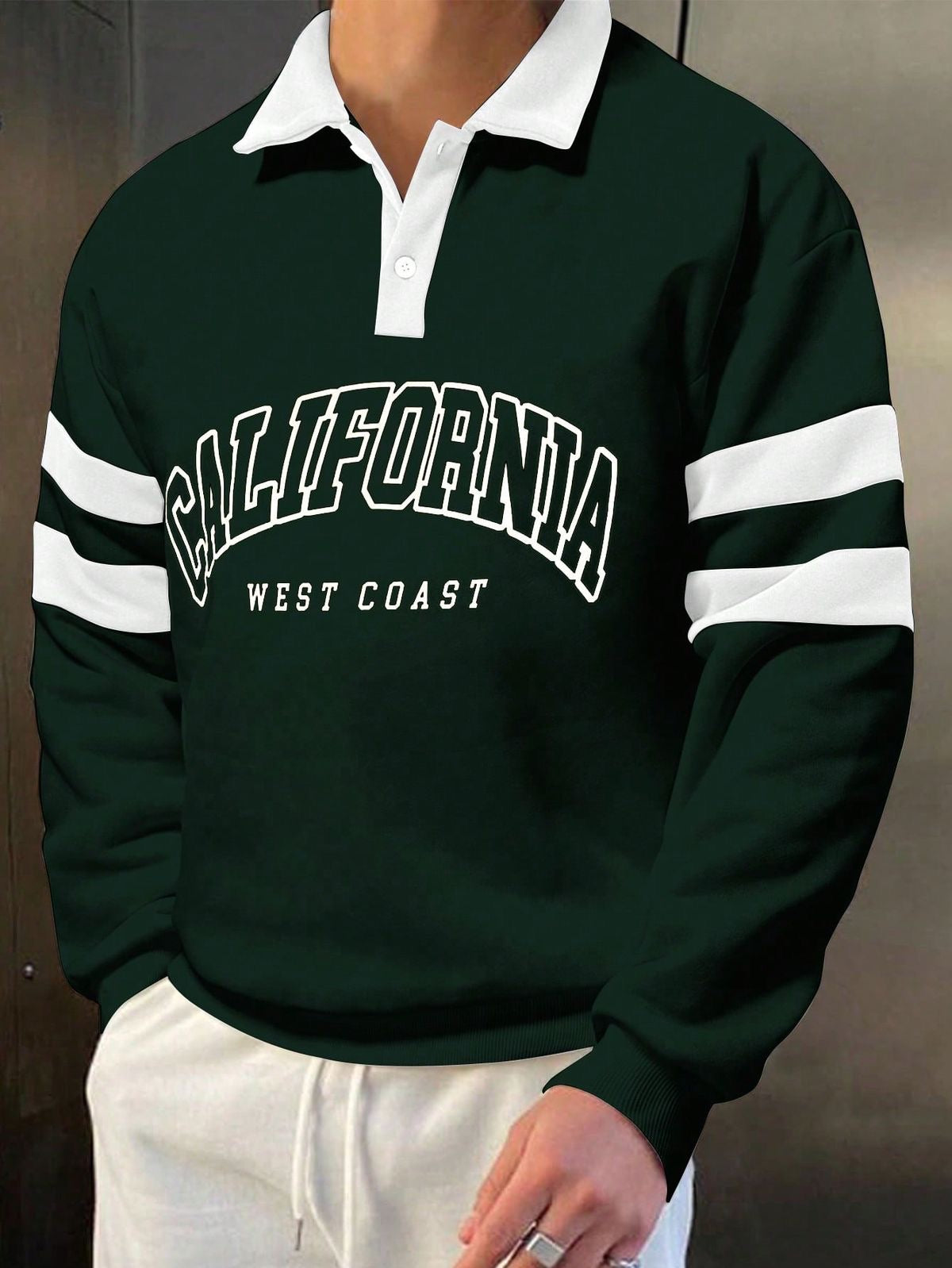 Printed Vintage Zip Up Collar Sweatshirt