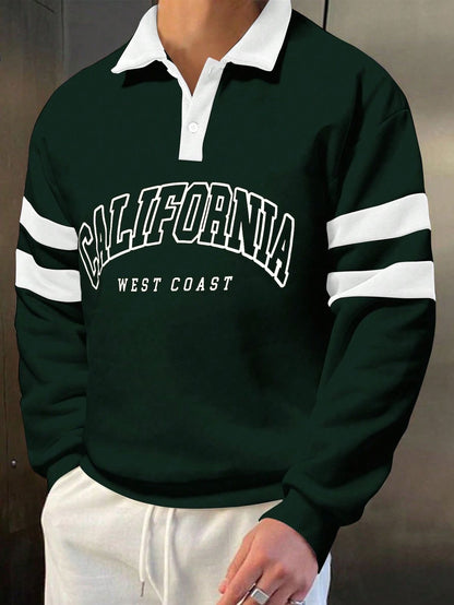 Printed Vintage Zip Up Collar Sweatshirt