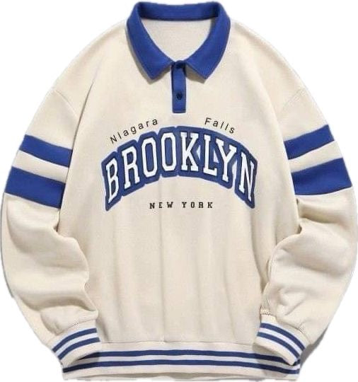 Printed Vintage Zip Up Collar Sweatshirt