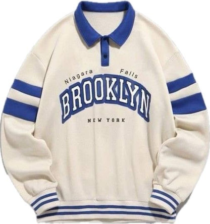 Printed Vintage Zip Up Collar Sweatshirt