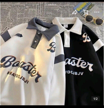 Printed Vintage Zip Up Collar Sweatshirt