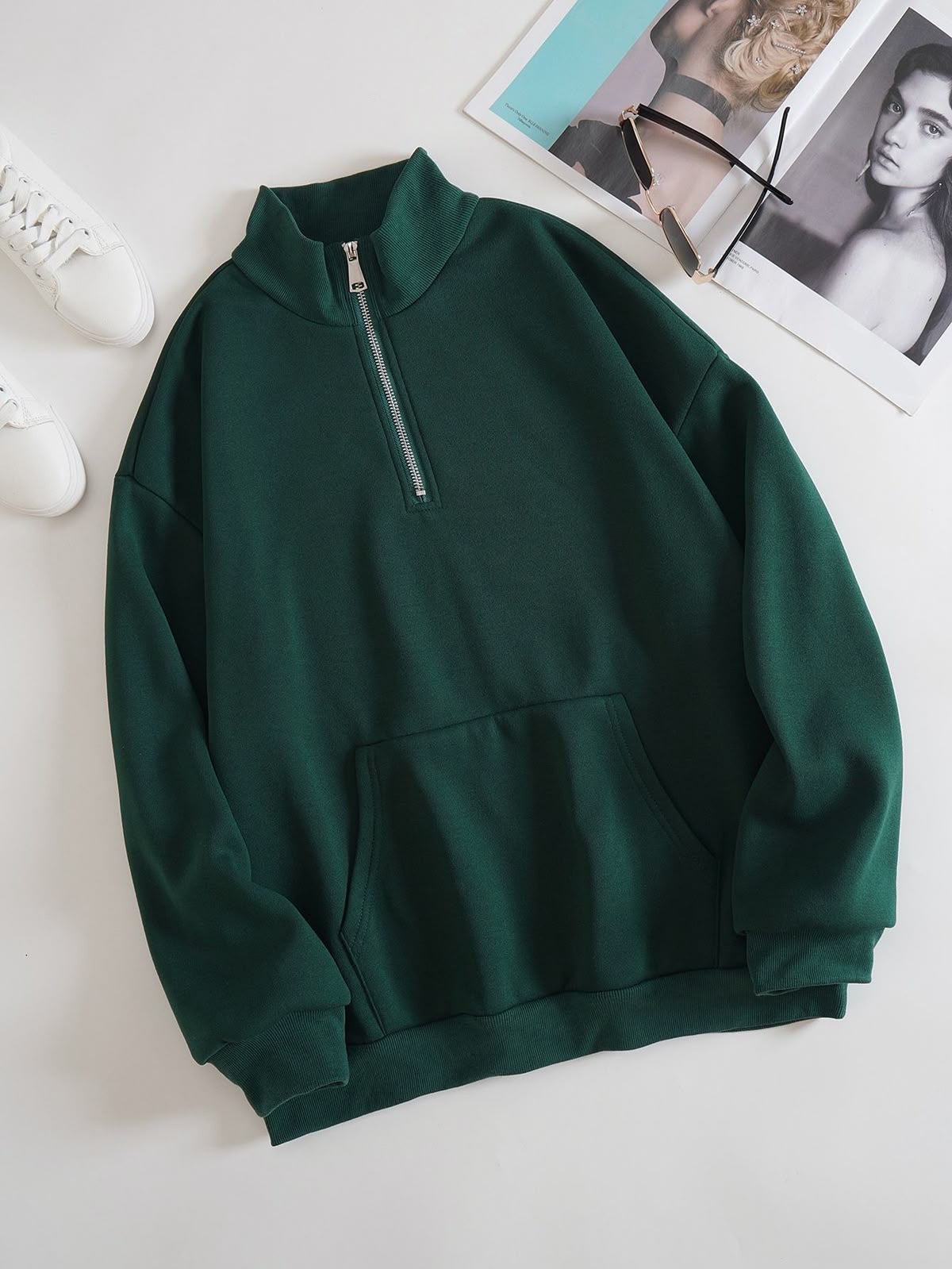 Classy Vintage Zip Up Collar Sweatshirt