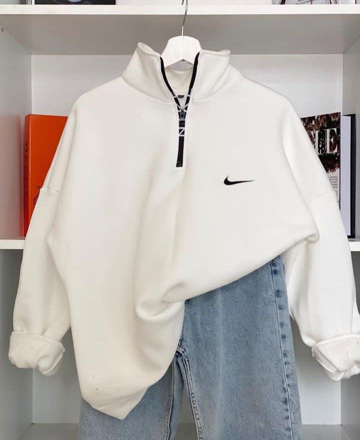 Printed Vintage Zip Up Collar Sweatshirt