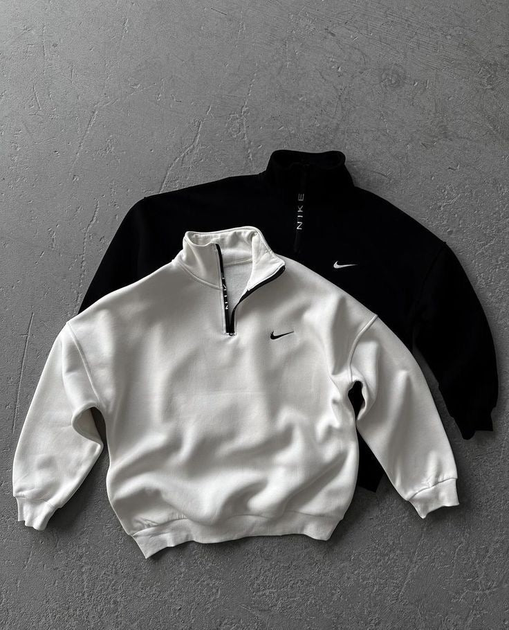 Printed Vintage Zip Up Collar Sweatshirt