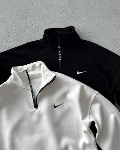 Printed Vintage Zip Up Collar Sweatshirt