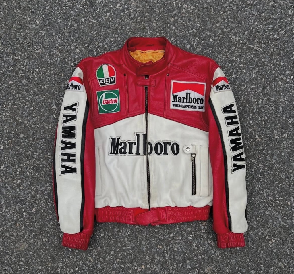 Marlboro Embroidery Leather Racing Jacket