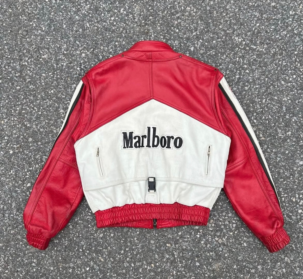 Marlboro Embroidery Leather Racing Jacket