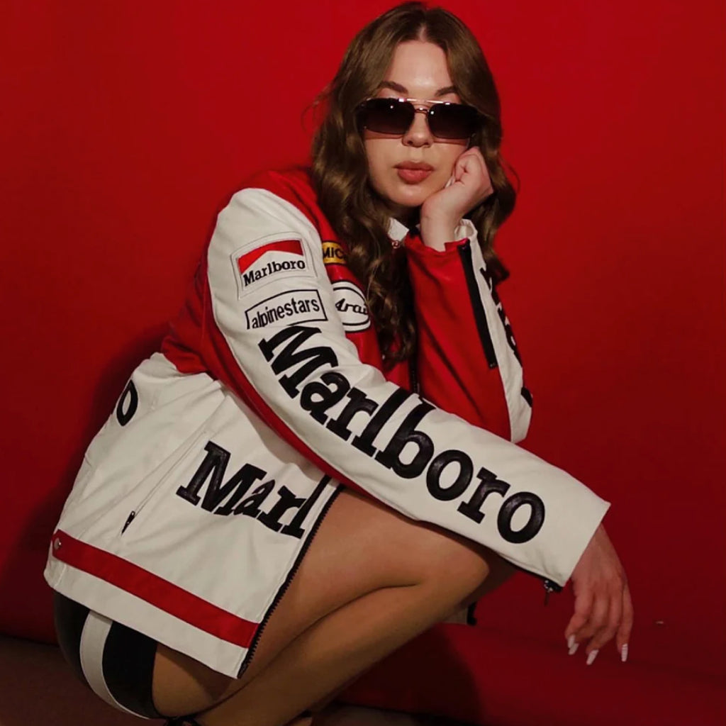 Embroidery Marlboro Jacket - White