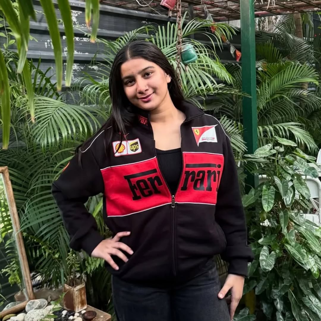 Black Printed Ferrari Racing Jacket