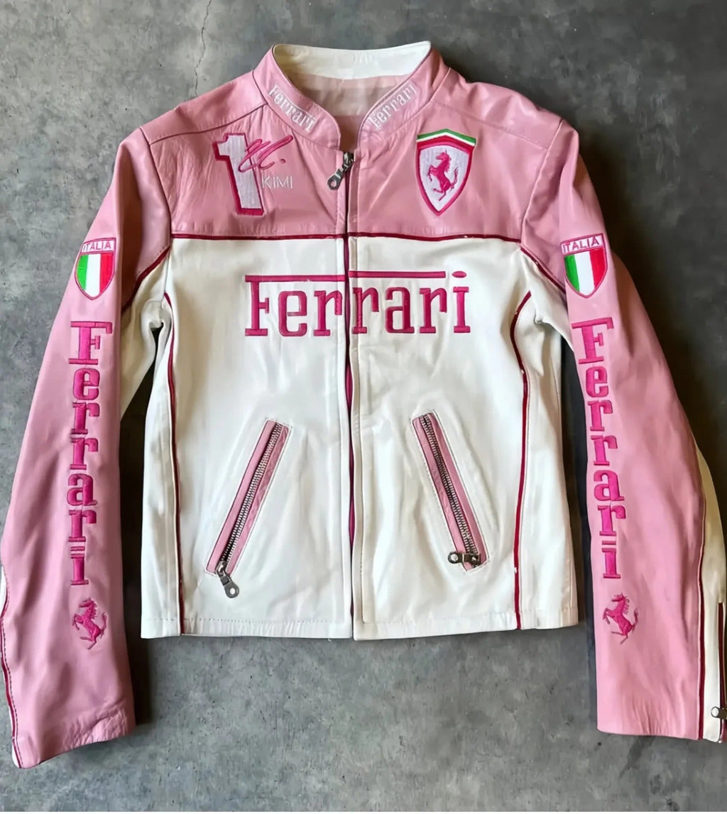 Pink Ferrari Leather Jacket