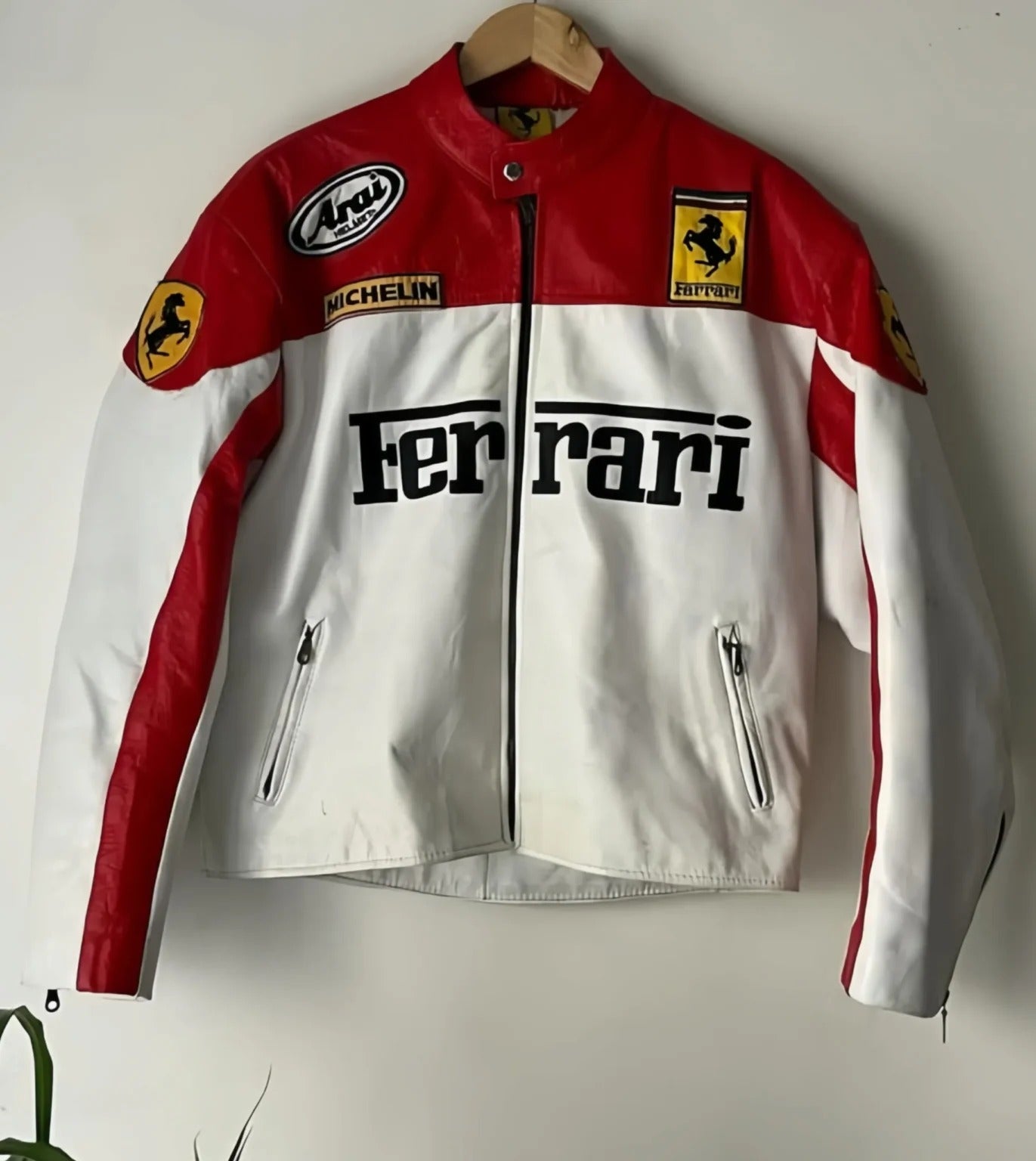 White Ferrari Leather Jacket