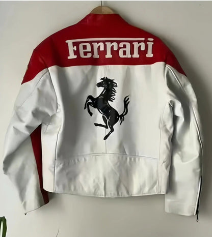 White Ferrari Leather Jacket