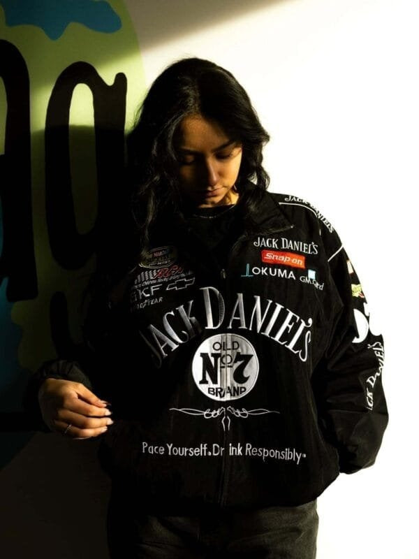 jack daniels f1 jacket, jack daniels racing jacket, jack daniels embroidered jacket, jack daniels moto jacket, black jack daniels jacket, f1 racing jacket india, paper castle jacket, streetwear jacket, oversized streetwear jacket, premium streetwear india, trendy jackets for men, unisex bomber jacket, heavy embroidery jacket, premium quality jacket, biker style jacket, motorsport jacket, formula 1 jacket, racing team jacket, motorsports apparel, f1 fan merchandise, best jackets for men india, affordable rac