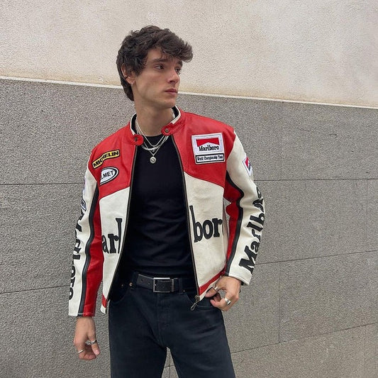 Embroidery Marlboro Jacket - White
