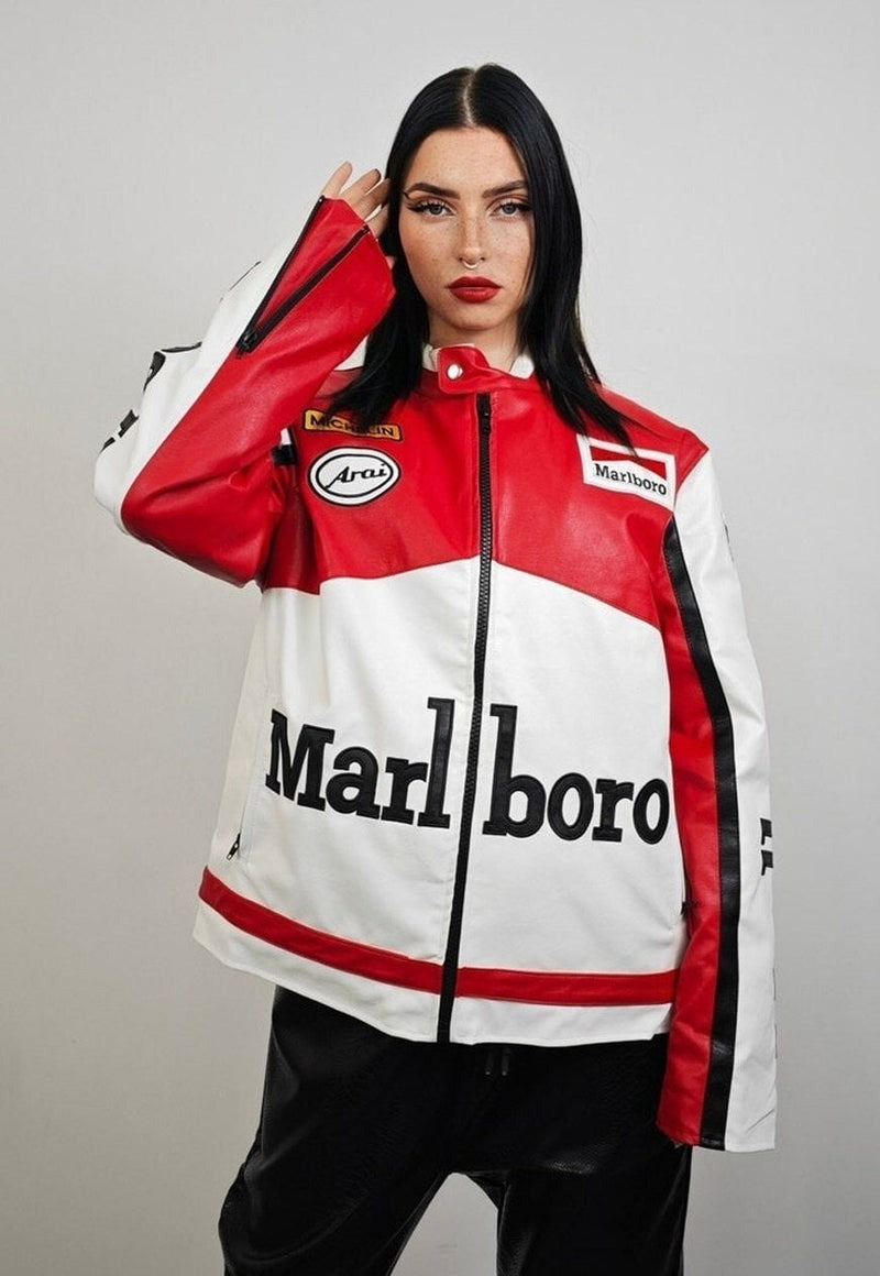 Embroidery Marlboro Jacket - White