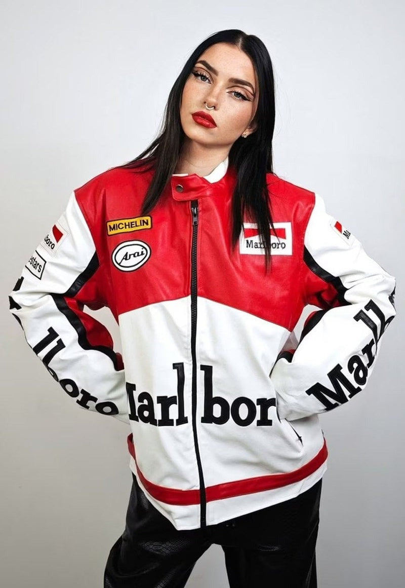 Embroidery Marlboro Jacket - White