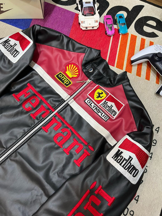ferrari f1 racing jacket, ferrari leather jacket, f1 team jacket, ferrari marlboro jacket, scuderia ferrari jacket, ferrari red and black jacket, ferrari shell omp olympus jacket, racing style biker jacket, f1 vintage leather jacket, formula one ferrari jacket, ferrari racing merchandise, ferrari racing apparel, ferrari jacket for men, motorsport jacket ferrari, marlboro racing jacket, shell ferrari leather jacket, retro ferrari f1 jacket, premium racing jacket, stylish car racing jacket, ferrari streetwear
